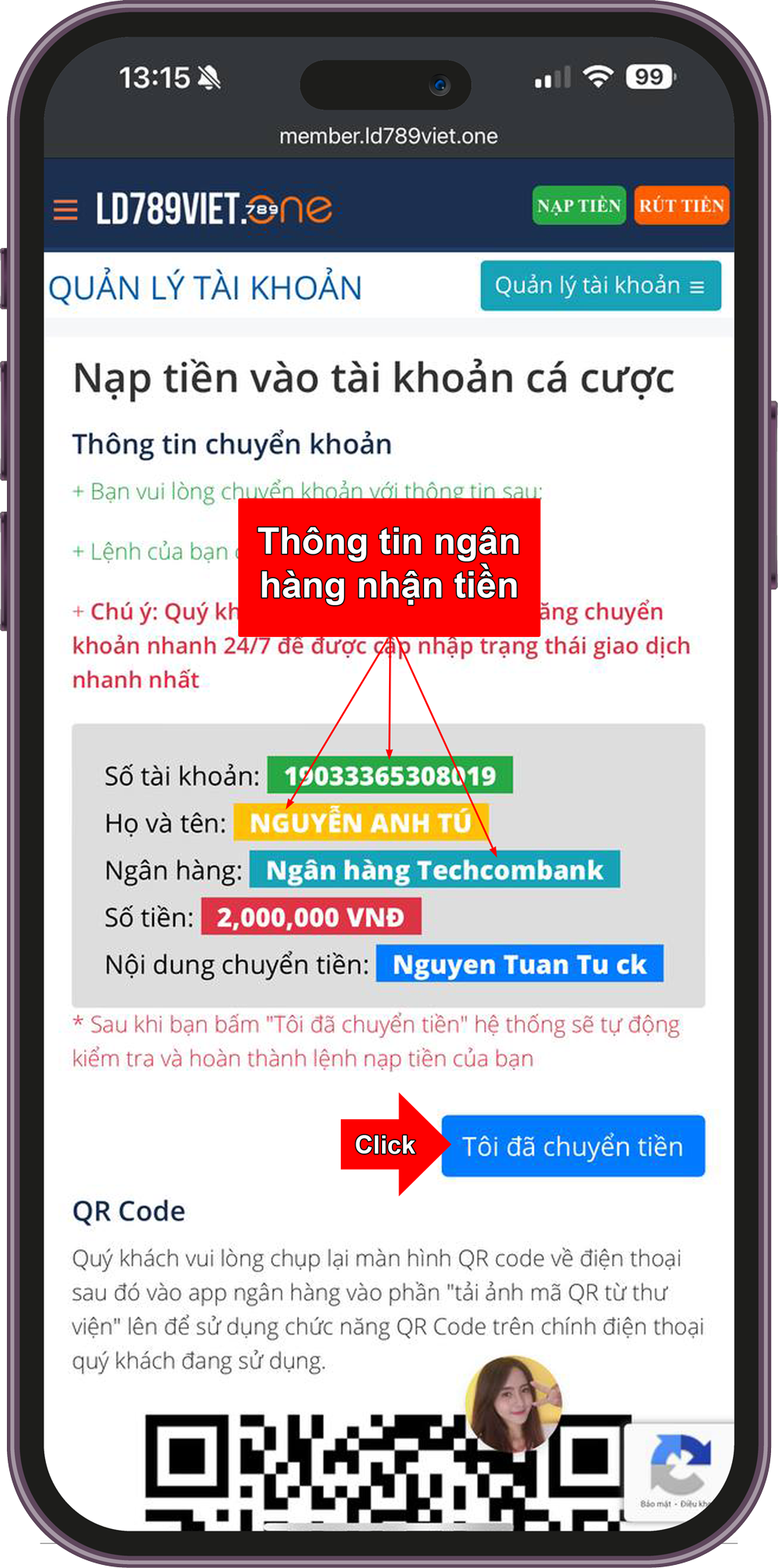 Chuyển tiền vào ngân hàng nhận tiền